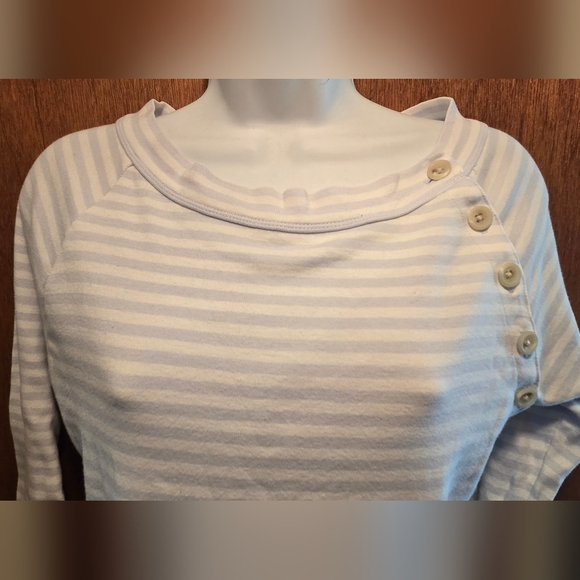 Banana Republic Blue and White Striped Long Sleeve Tee SzM - Picture 4 of 6